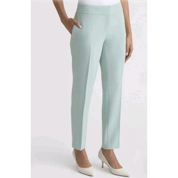 Kasper Pants - Kasper Women’s Green Stretch Slim Fit Flat Front Straight Leg Dress Pants 12